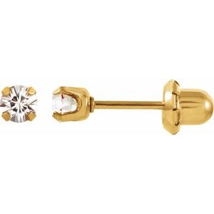 24K Gold-Plated Stainless Steel Imitation White Sapphire Inverness® Piercing Earrings