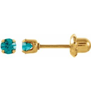 24K Gold-Plated Stainless Steel Imitation Blue Zircon Inverness® Piercing Earrings