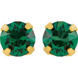 24K Gold-Plated Stainless Steel Imitation Emerald Inverness® Piercing Earrings