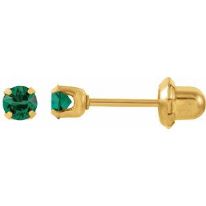 24K Gold-Plated Stainless Steel Imitation Emerald Inverness® Piercing Earrings