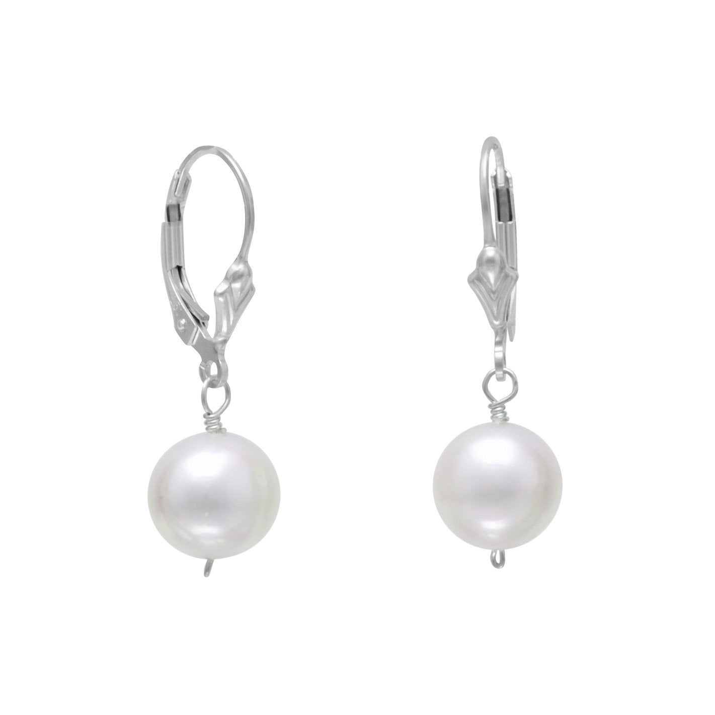 White Cultured Freshwater Pearl Lever Back Earrings