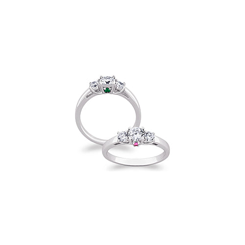 Sterling Silver CZ Trio & Hidden Birthstone Promise Ring