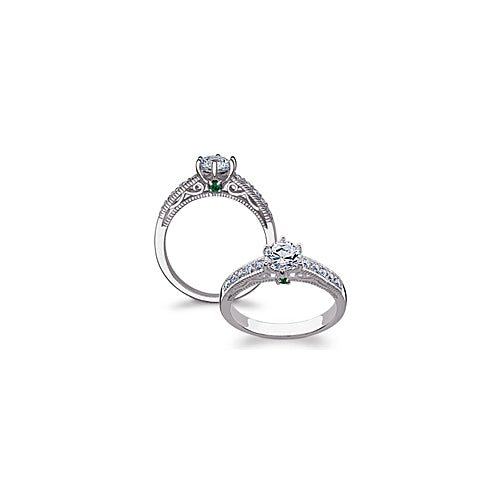 Sterling Silver CZ Solitaire Hidden Birthstone Wedding Ring