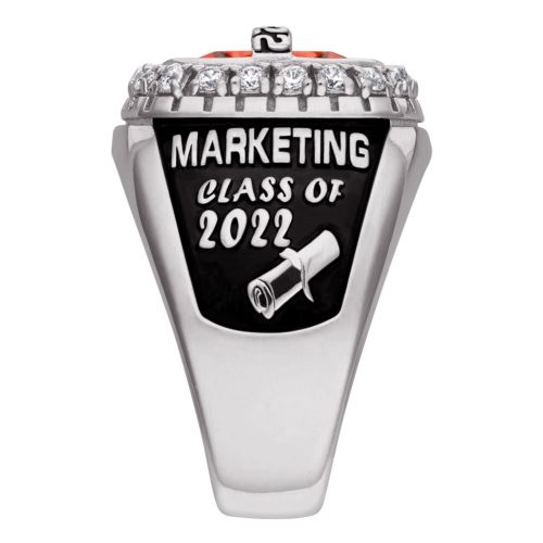 Sterling Silver CZ Encrusted Personalized Top Class Ring