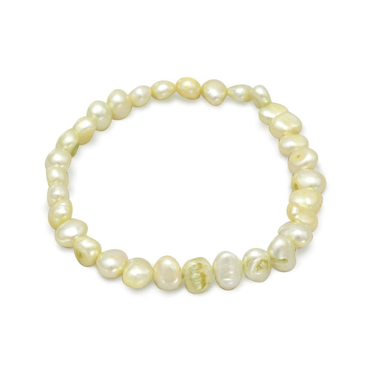 Lime Green Cultured Freshwater Pearl Stretch Bracelet