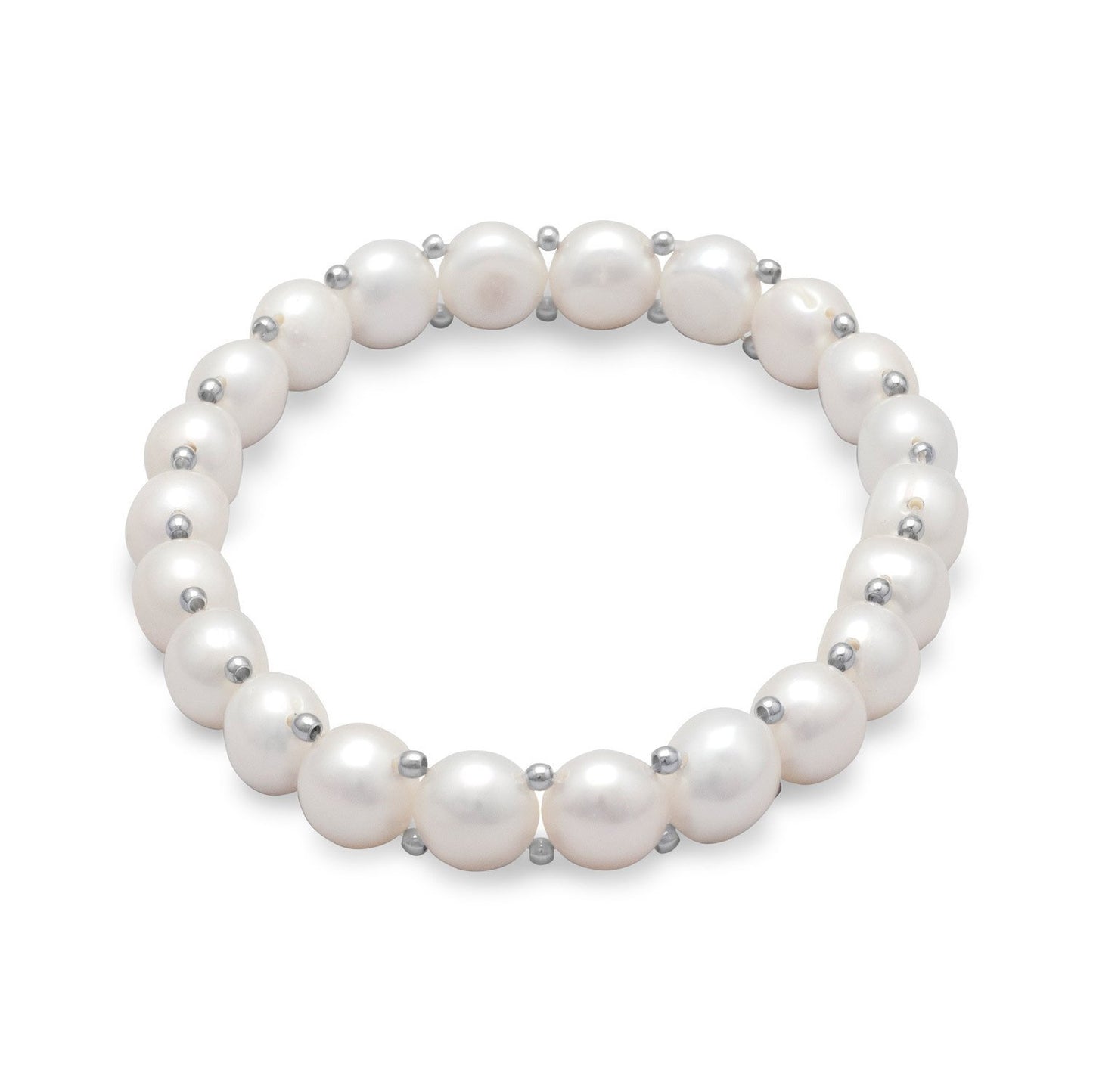 Cultured Freshwater Button Pearl Stretch Bracelet