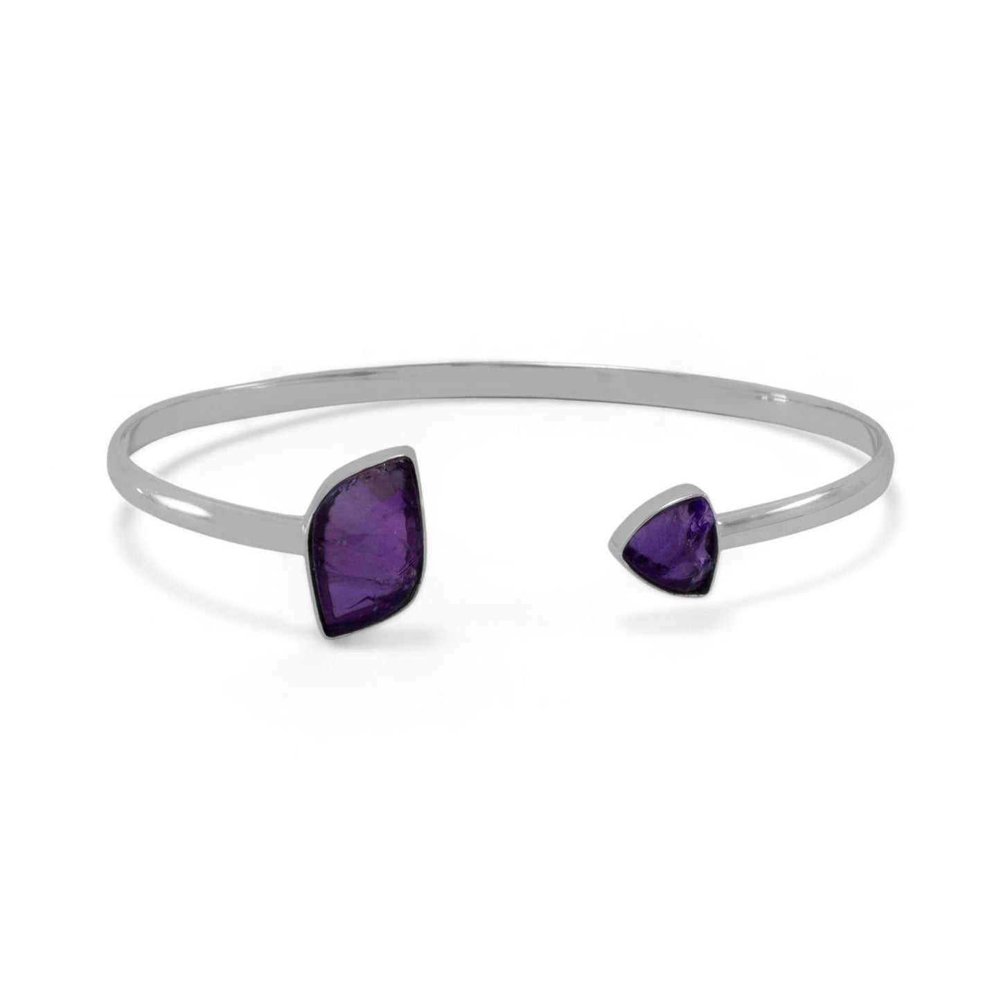 Sterling Silver Amethyst Open Cuff Bracelet