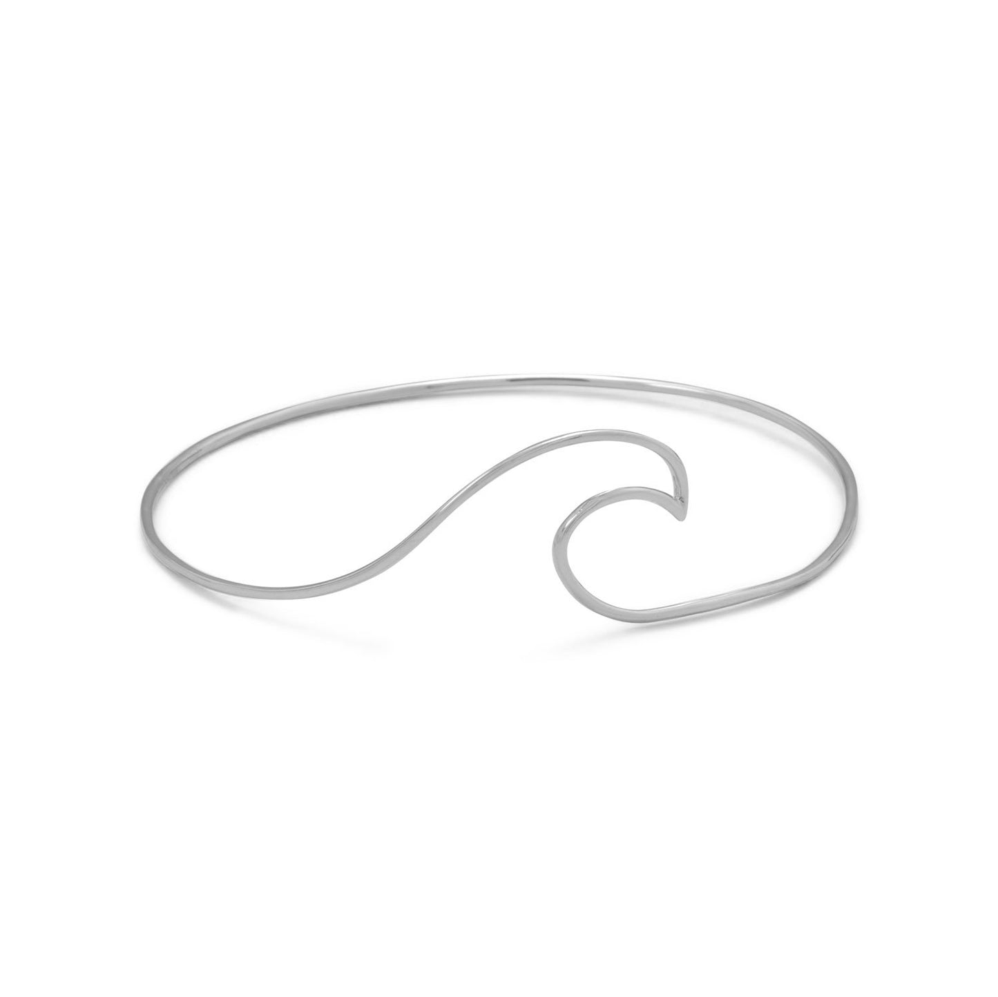 Rhodium Plated Wave Bangle