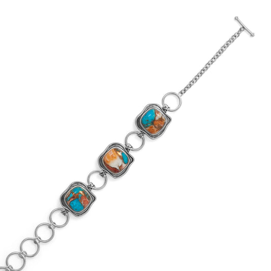 Spiny Oyster and Turquoise Toggle Bracelet