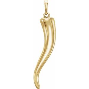 18K Yellow 21.7x4.2 mm Italian Horn Pendant