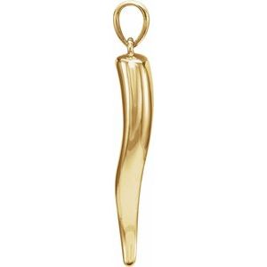 18K Yellow 21.7x4.2 mm Italian Horn Pendant