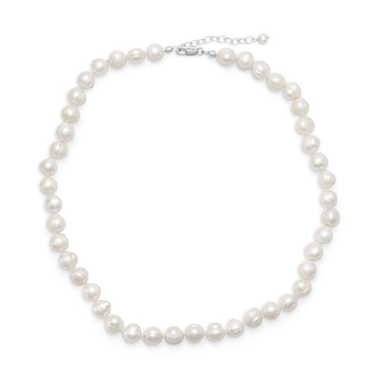 18"+2" Extension White Cultured Freshwater Pearl Necklace