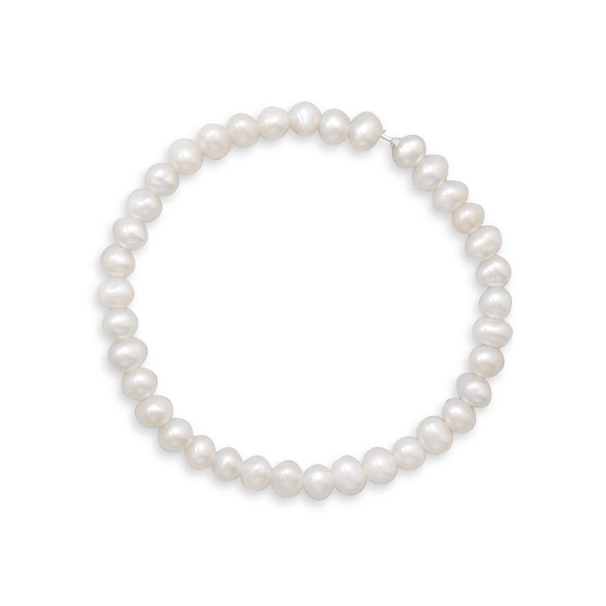 5.5" White Cultured Freshwater Pearl Stretch Bracelet