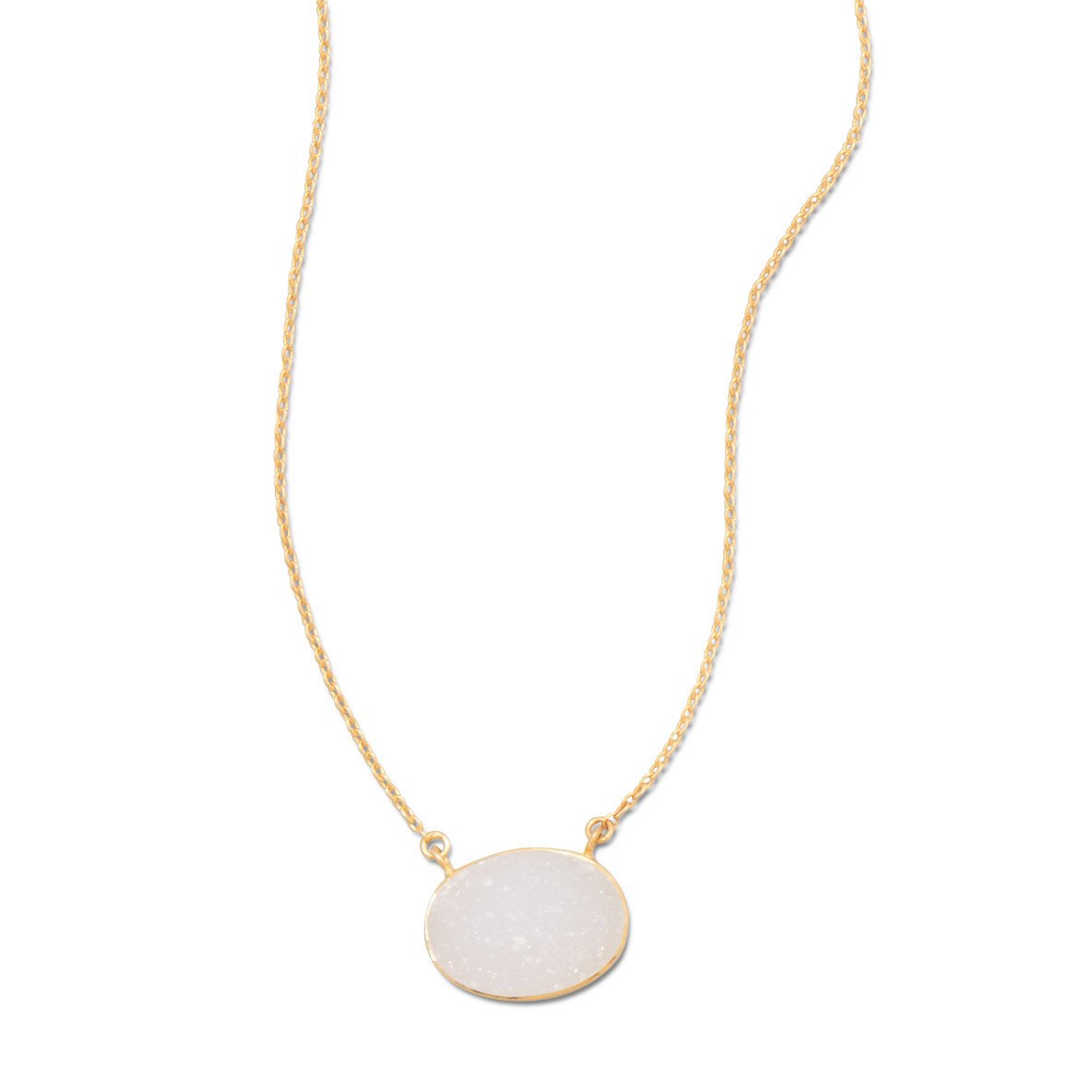 16" + 2" 14 Karat Gold Plated White Druzy Necklace