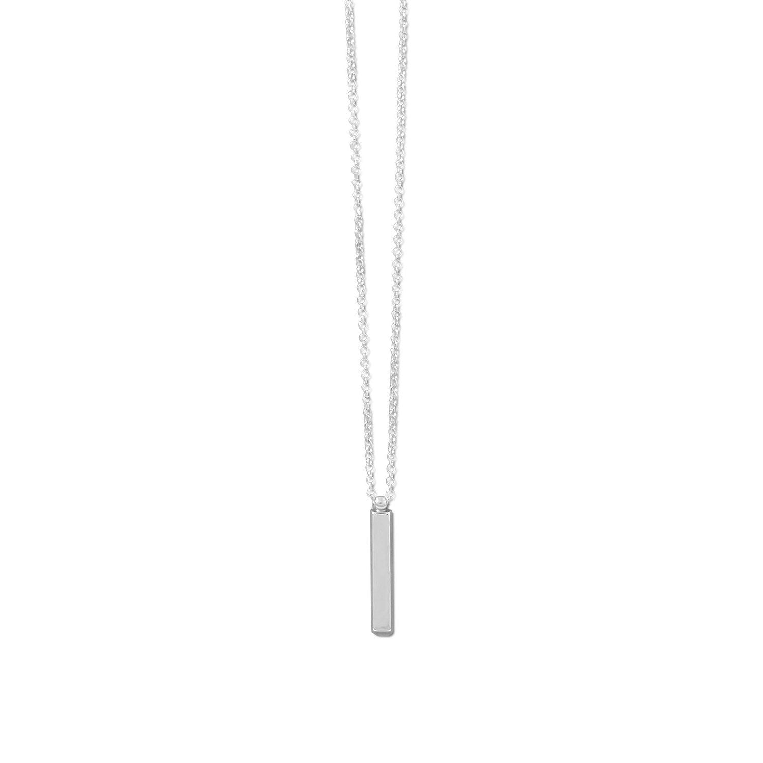 18" Sterling Silver Drop Bar Necklace