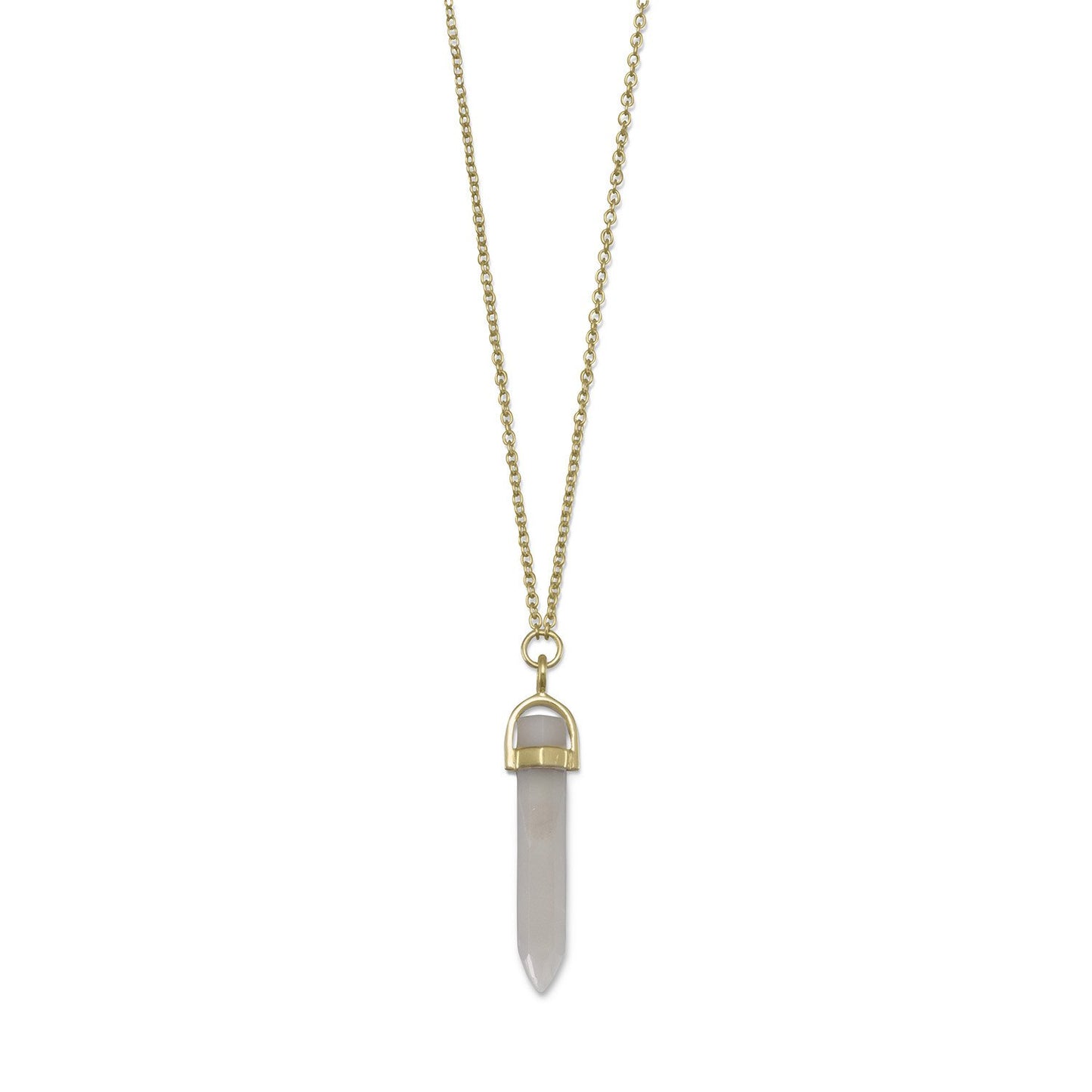 14 Karat Gold Plated Spike Pencil Cut Gray Moonstone Necklace