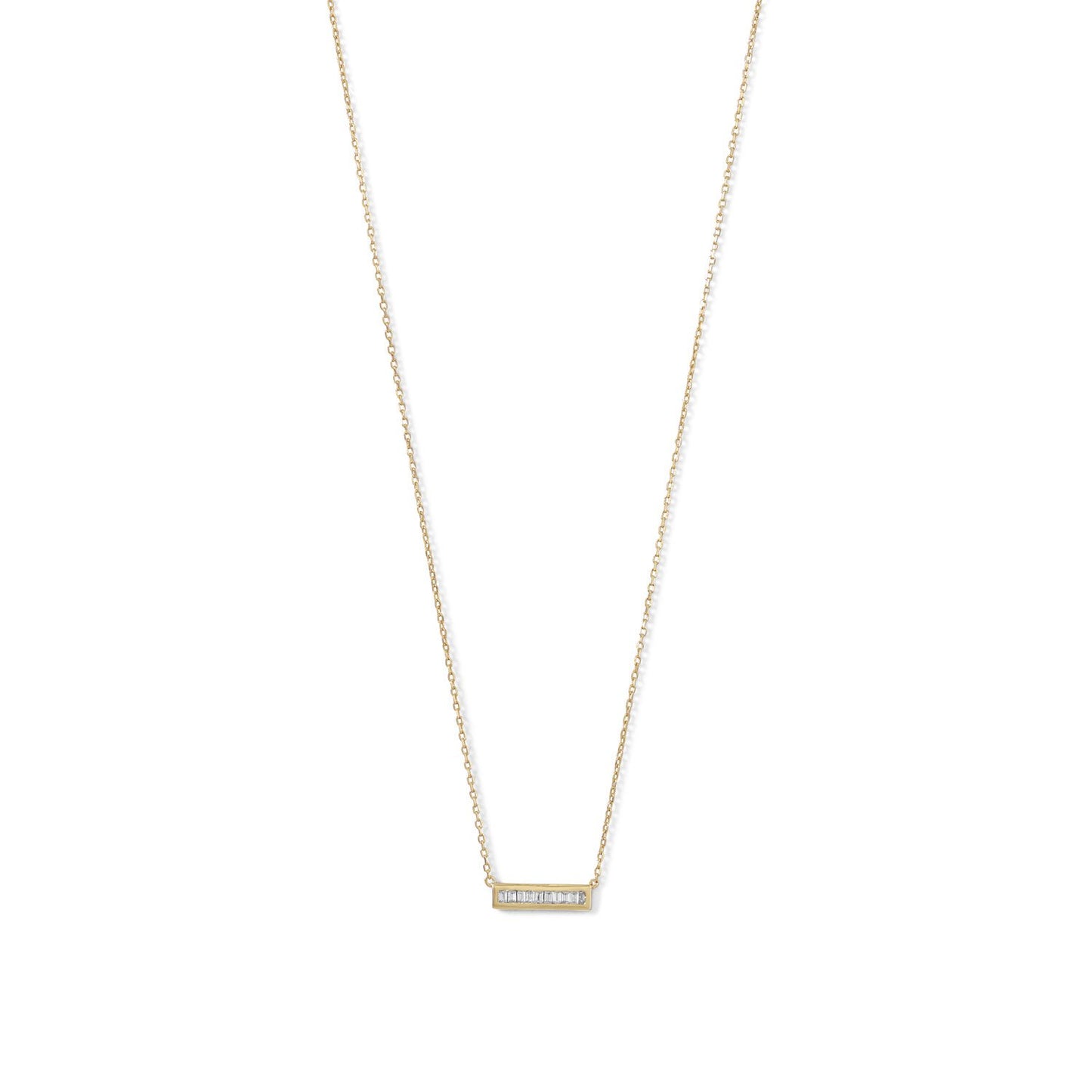 14 Karat Gold Plated Mini CZ Bar Necklace