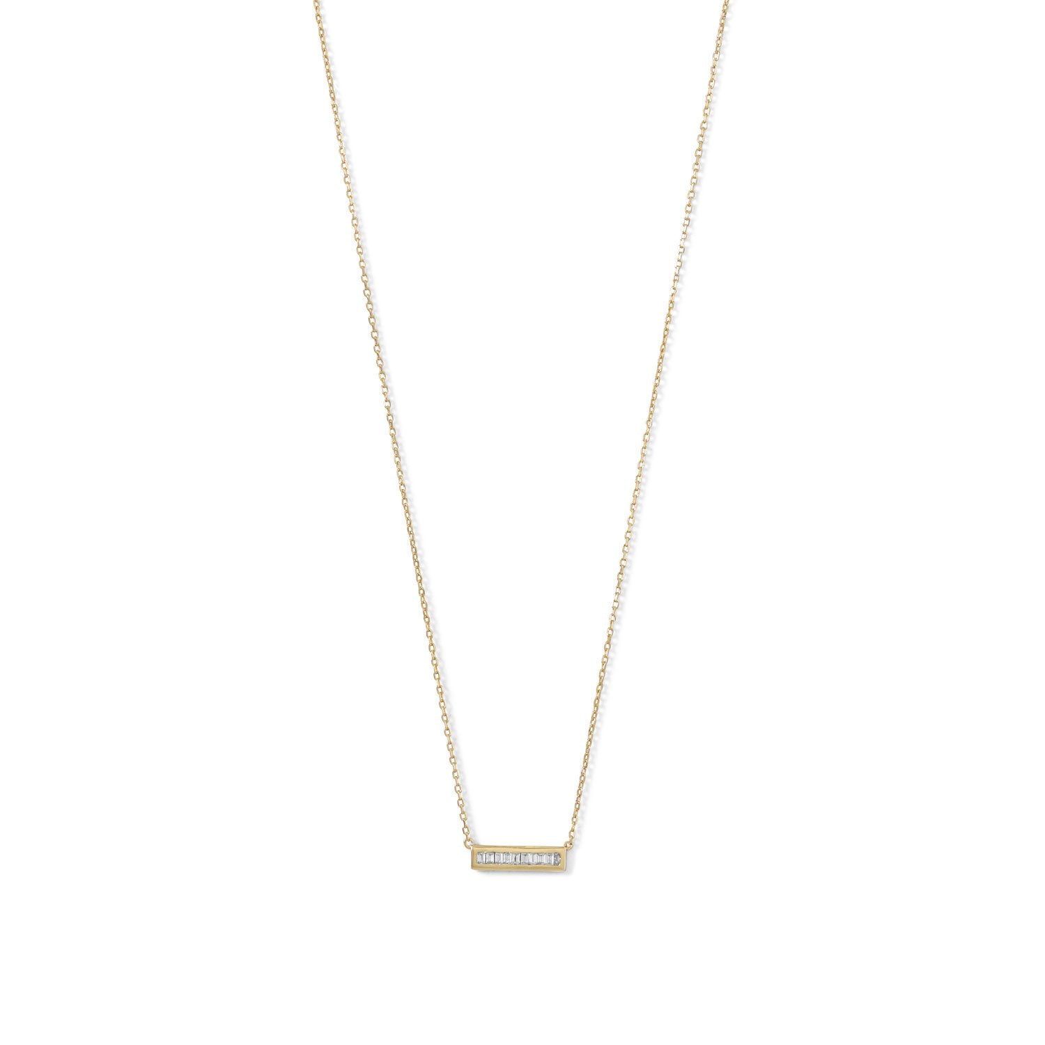 14 Karat Gold Plated Mini CZ Bar Necklace