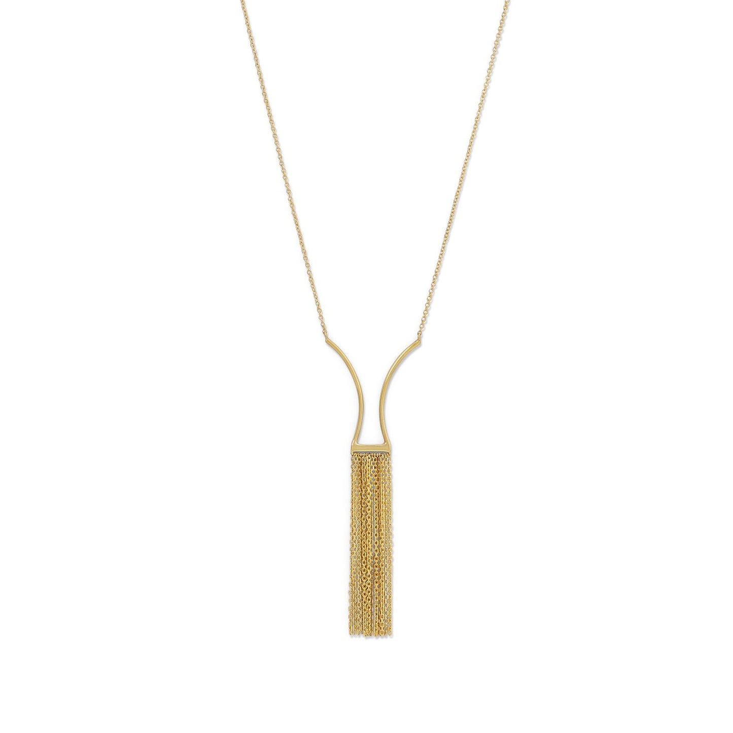 14 Karat Gold Plated Geometric and Fringe Drop Necklace