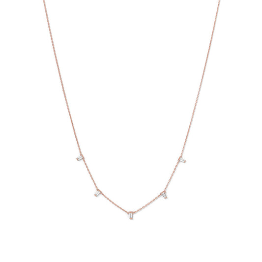 14 Karat Rose Gold Plated Dangling CZ Necklace