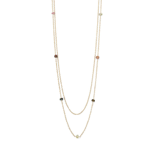 Two Strand 14 Karat Gold Plated Tourmaline Necklace