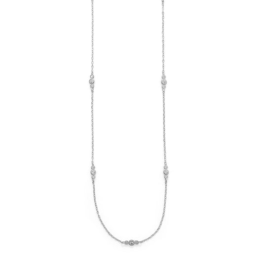 30" Rhodium Plated 13 Station CZ Necklace