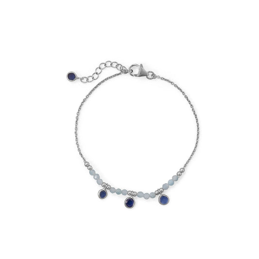 Blue Baubles! 7"+1" Rhodium Plated Aquamarine and Blue Quartz Bracelet