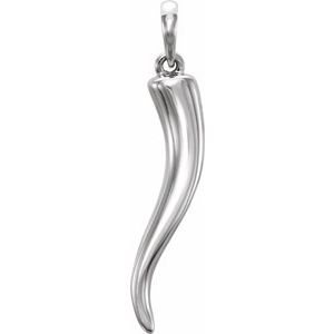 Sterling Silver 25.7x5.3 mm Italian Horn Pendant