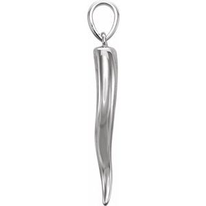 Sterling Silver 25.7x5.3 mm Italian Horn Pendant