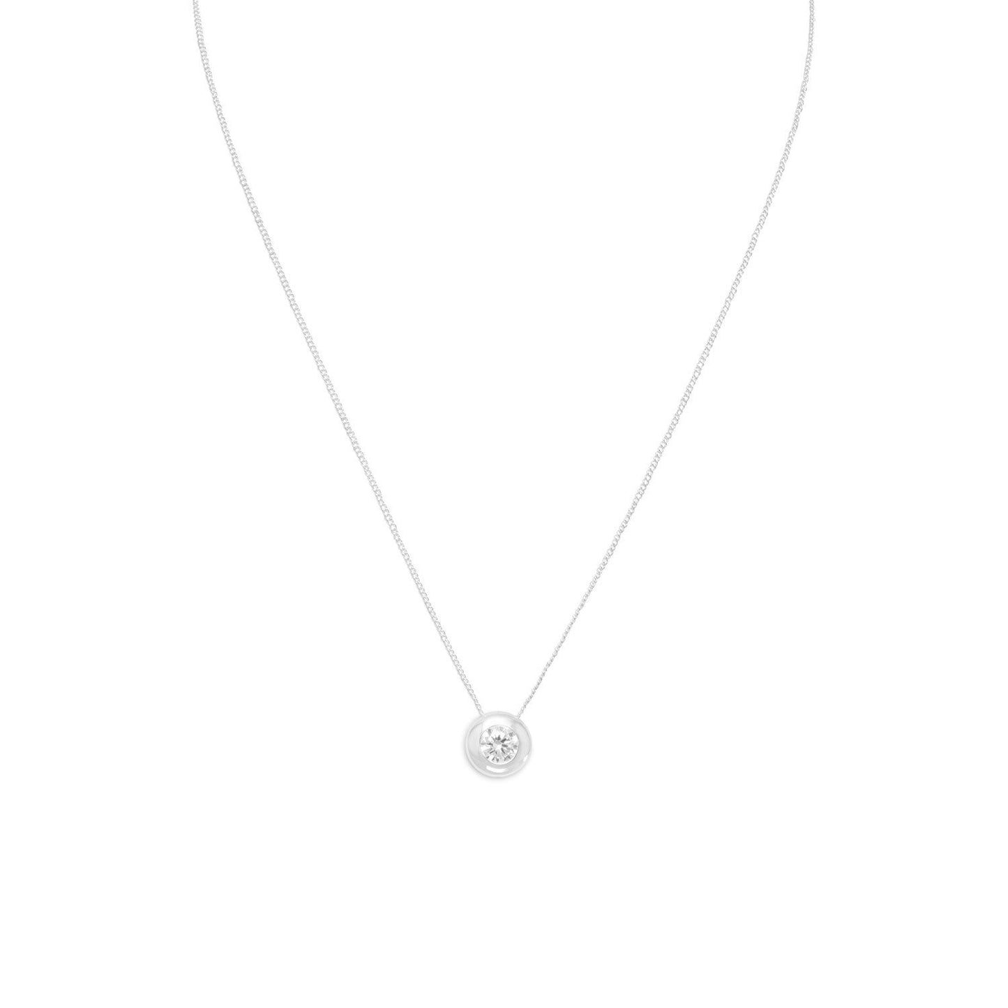 16" Necklace with 6mm Bezel Set CZ