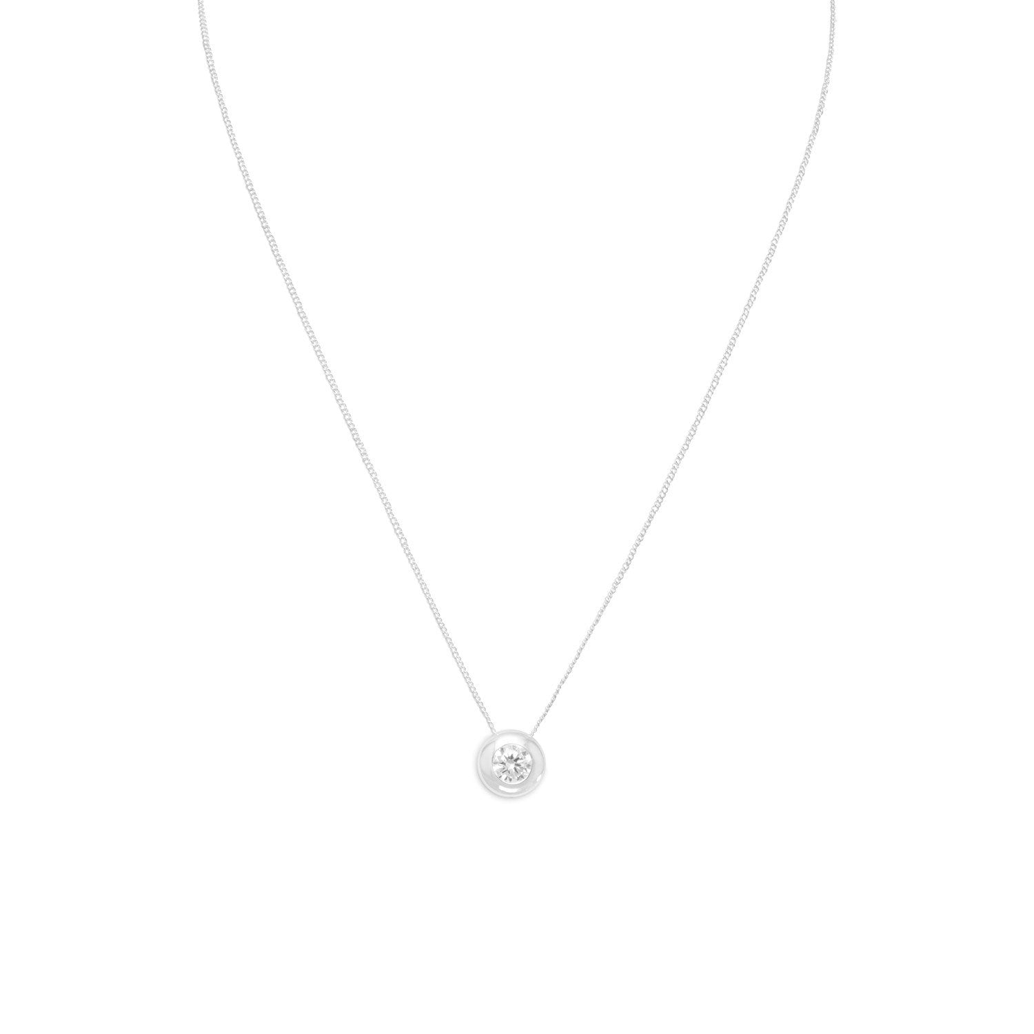 16" Necklace with 6mm Bezel Set CZ