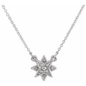 Collar de estrella de plata de ley de 40,6 a 45,7 cm