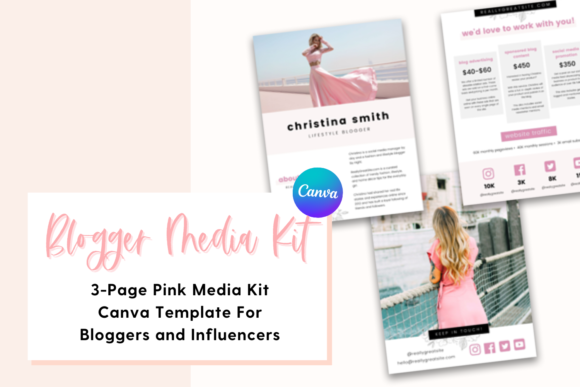 3-Page Pink Media Kit Canva Template