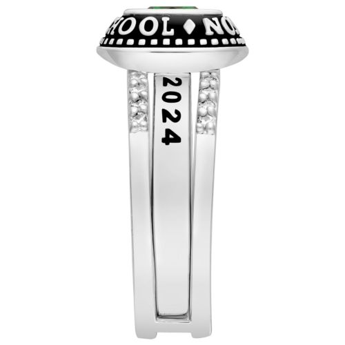 Sterling Silver Class Ring with Jacket and CZ Accents