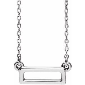 Sterling Silver Rectangle Bar 16-18" Necklace