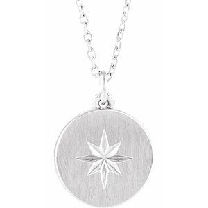 Sterling Silver Starburst Disc 16-18" Necklace