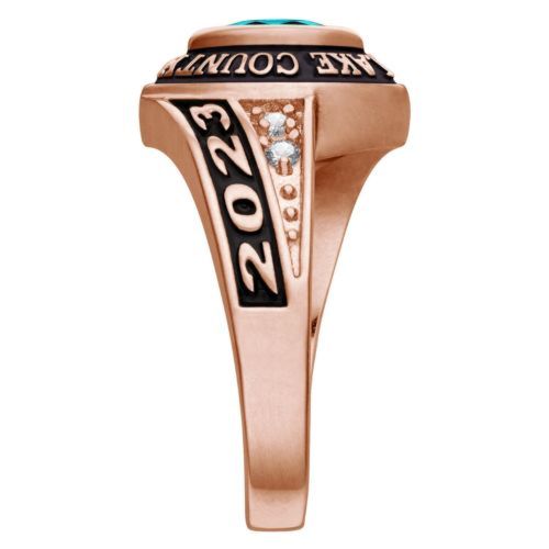 Rose Gold Celebrium Marquise Birthstone and CZ Class Ring