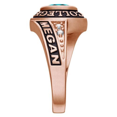 Rose Gold Celebrium Marquise Birthstone and CZ Class Ring