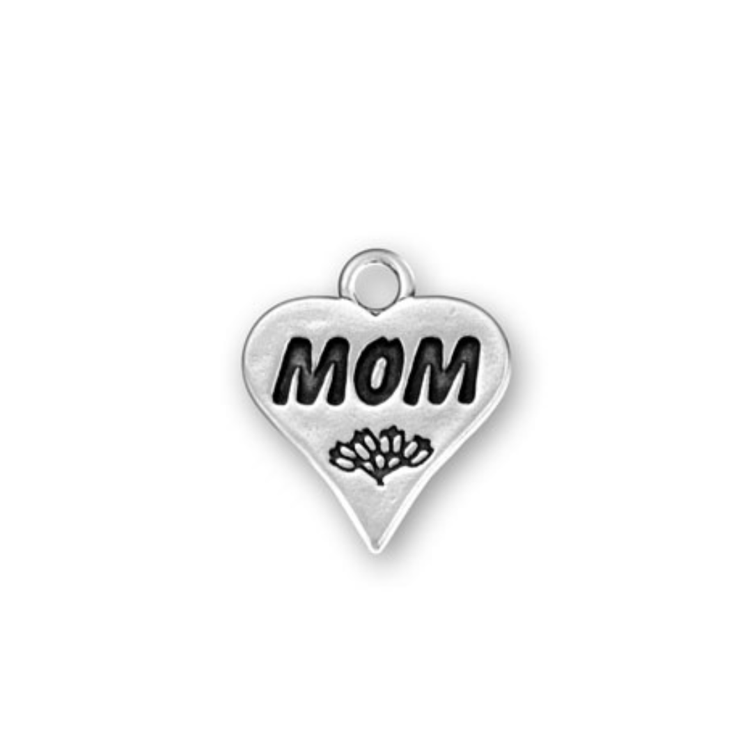 Mom on Heart Charm