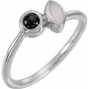 Sterling Silver Opal & Onyx Ring