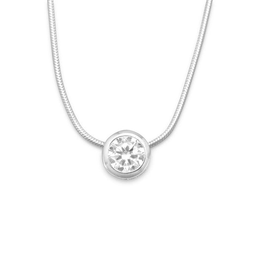 16" Necklace with 7mm Bezel Set CZ Slide