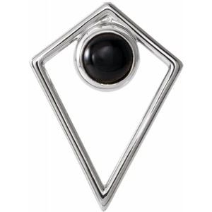 Sterling Silver Onyx Cabochon Pyramid Pendant