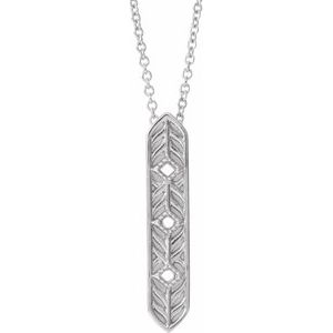 Sterling Silver Vintage-Inspired Vertical Bar 16" Necklace