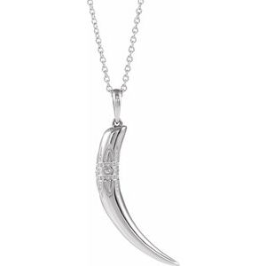 Sterling Silver 26.2x13.4 mm Tusk 16-18" Necklace