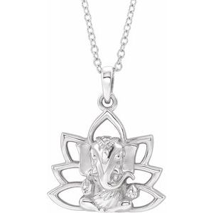 Collar Ganesha de plata de ley de 40,6 a 45,7 cm.