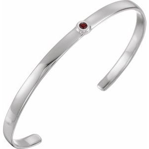 Sterling Silver Mozambique Garnet Cuff 6" Bracelet