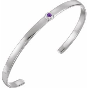 Sterling Silver Amethyst Cuff 6" Bracelet