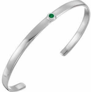 Sterling Silver Emerald Cuff 6" Bracelet