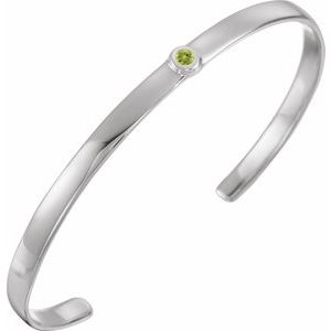 Sterling Silver Peridot Cuff 6" Bracelet