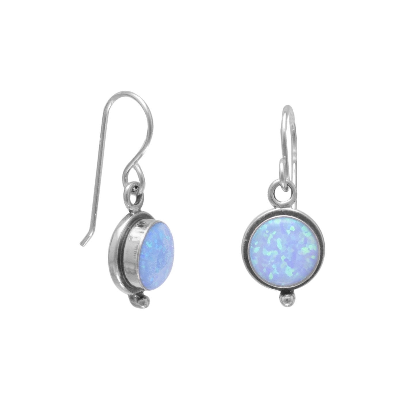 Synthetic Blue Opal French Wire Earrings